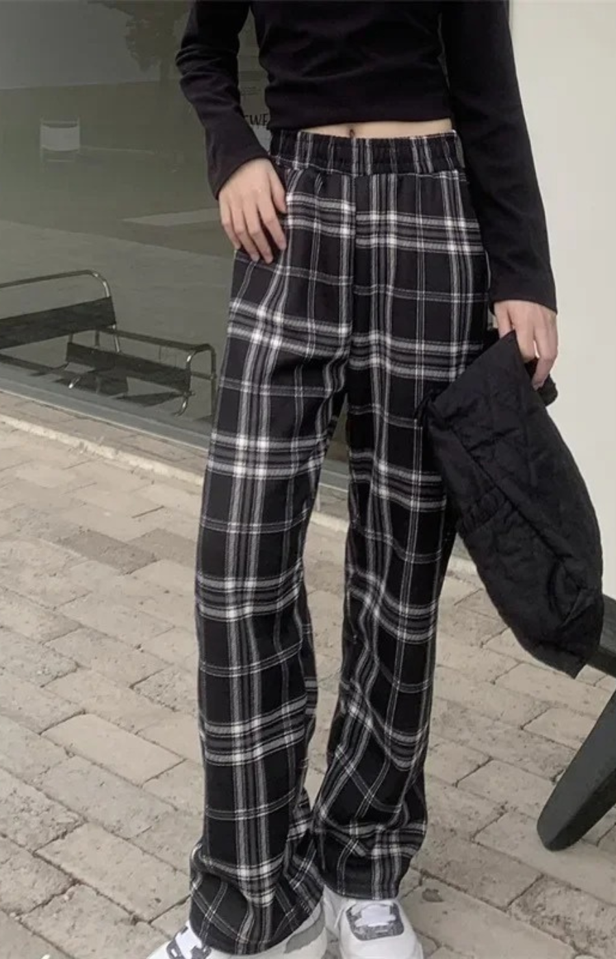 Pantalon polaire à carreau