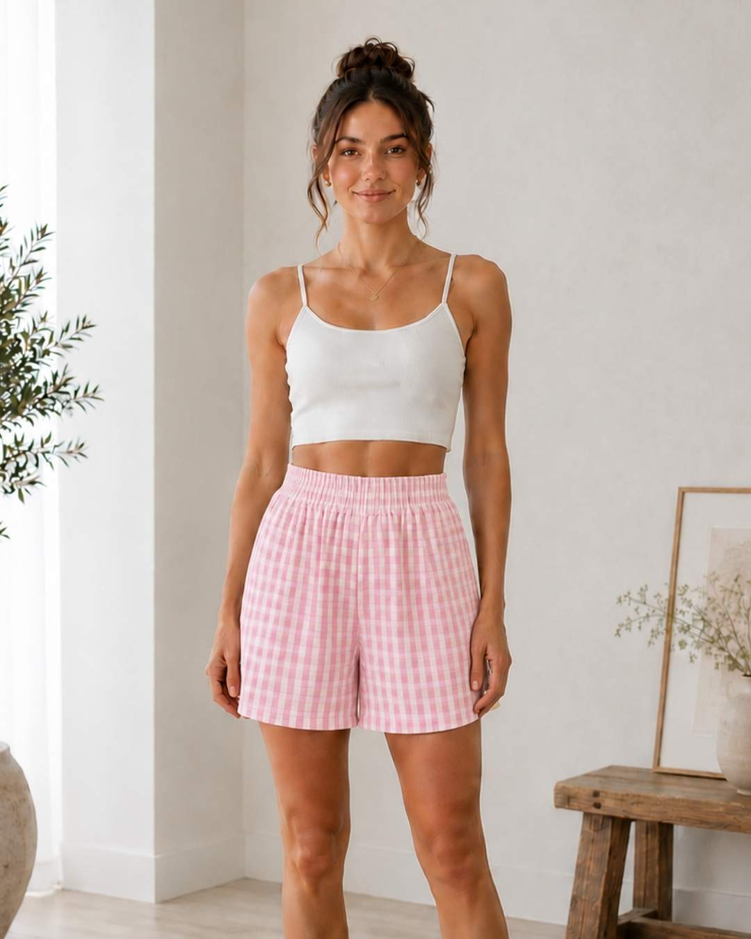 Bas de pyjama short vichy femme