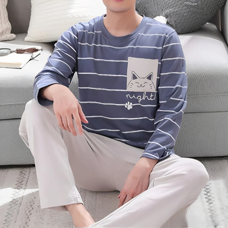 Pyjama assorti à motif chat pour couple
