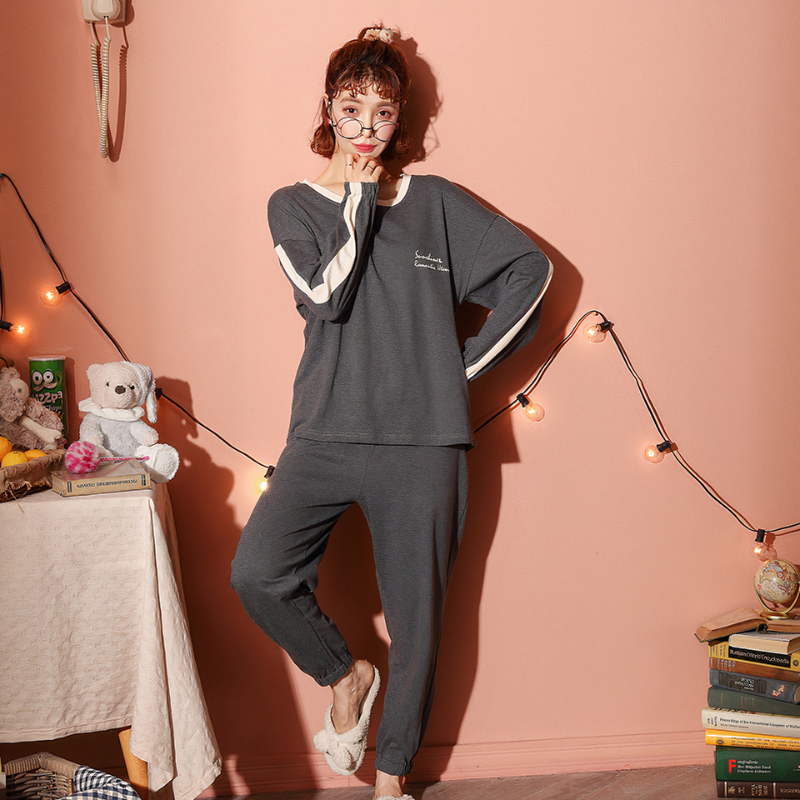 Pyjama bicolore en coton pour couple