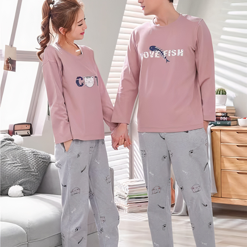 Pyjama cat&fish assorti pour couple
