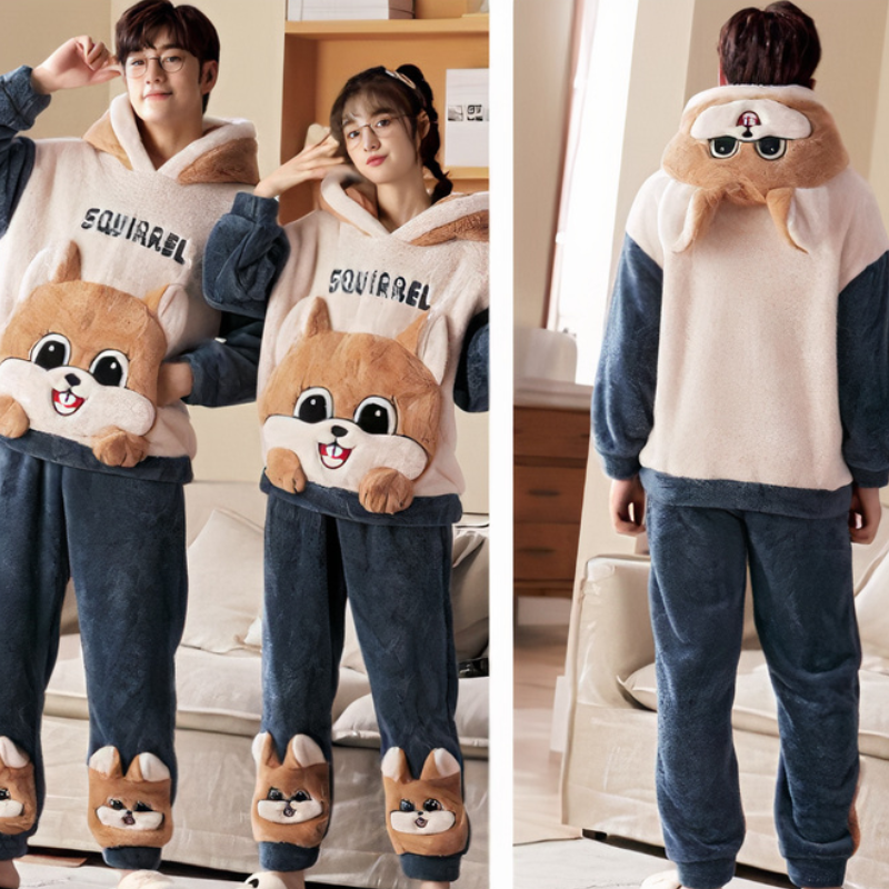 Pyjama pour couple à motif écureuil