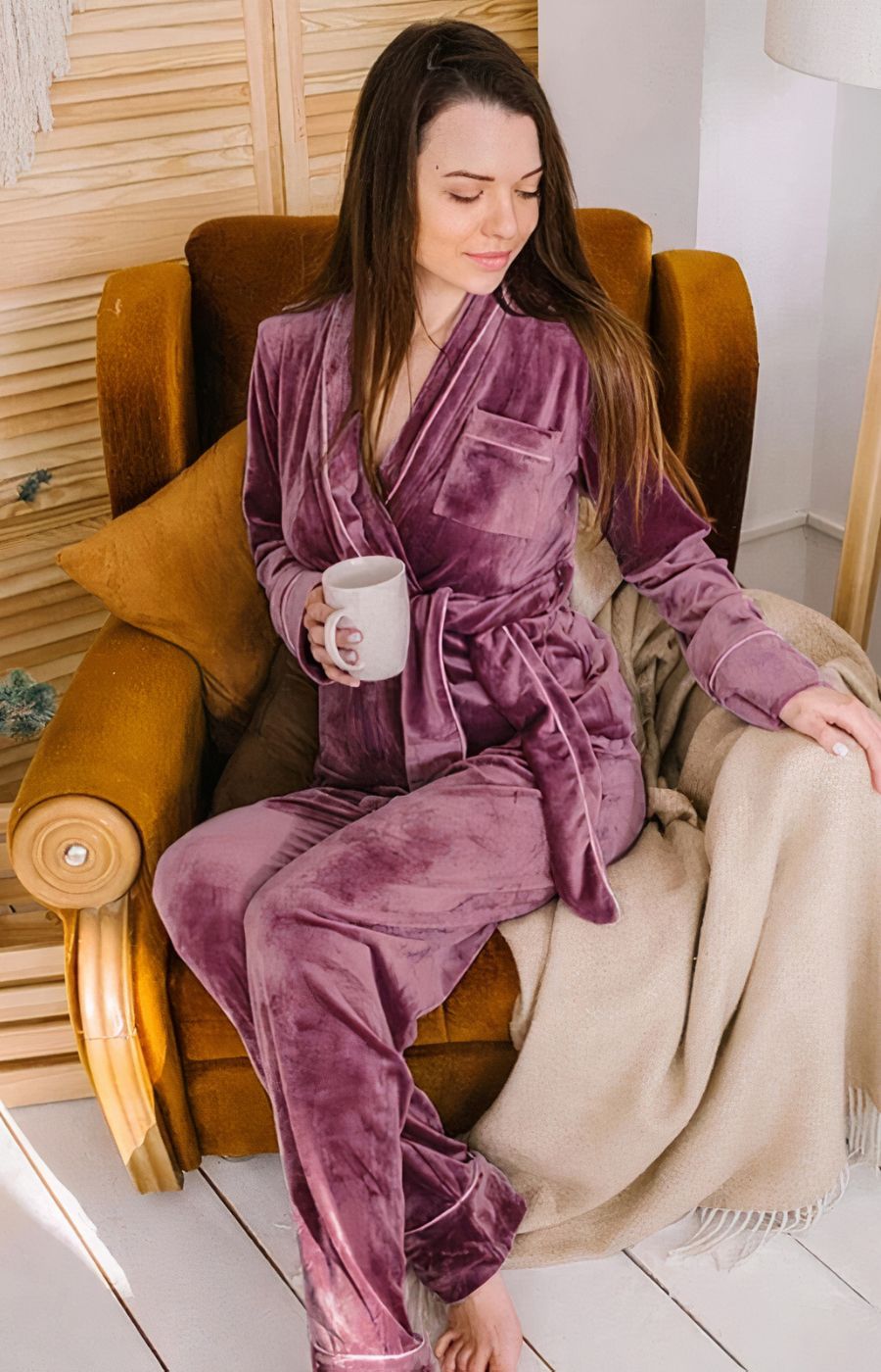 Ensemble pyjama effet velours femme