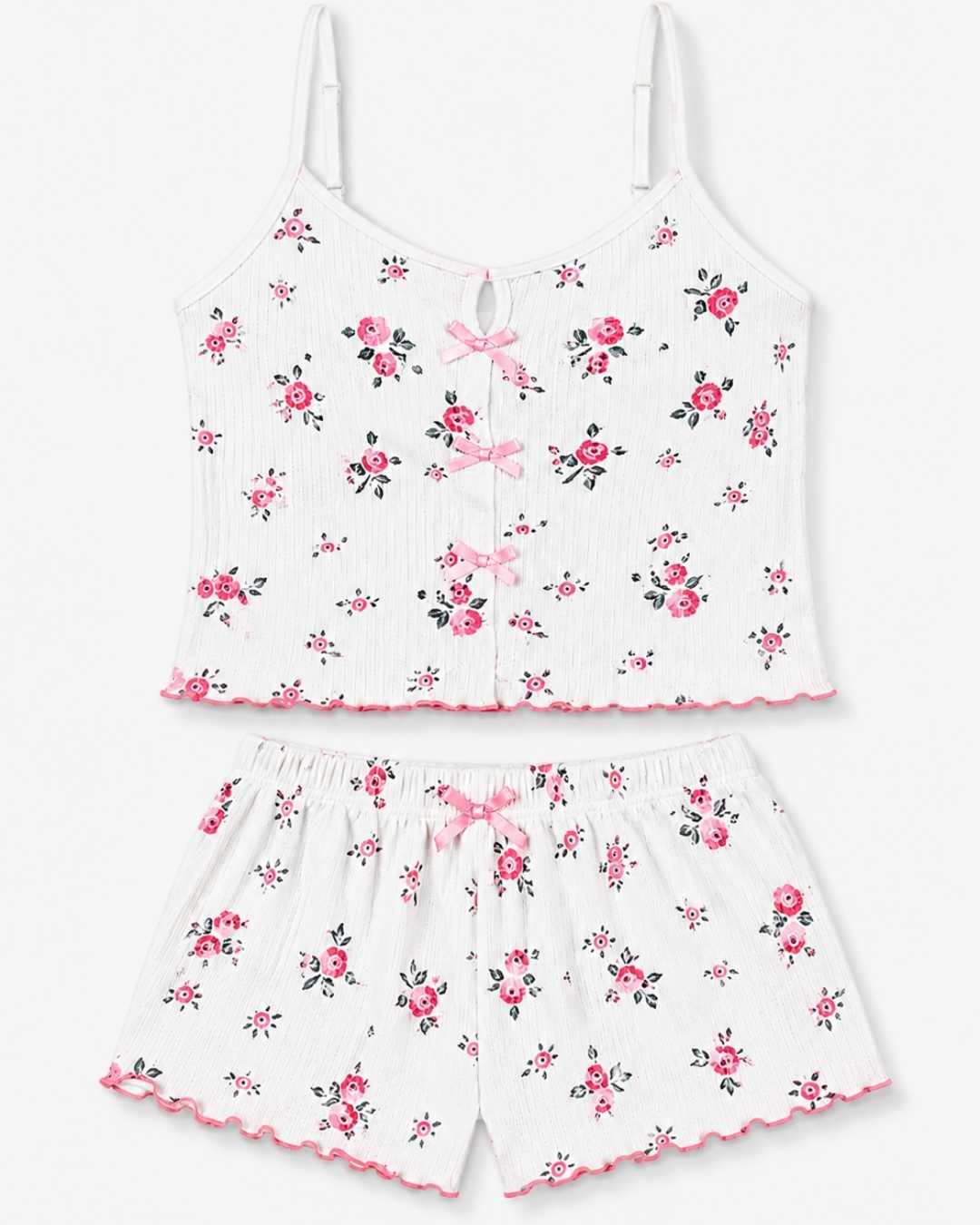 Ensemble Pyjama short motif à fleurs femme