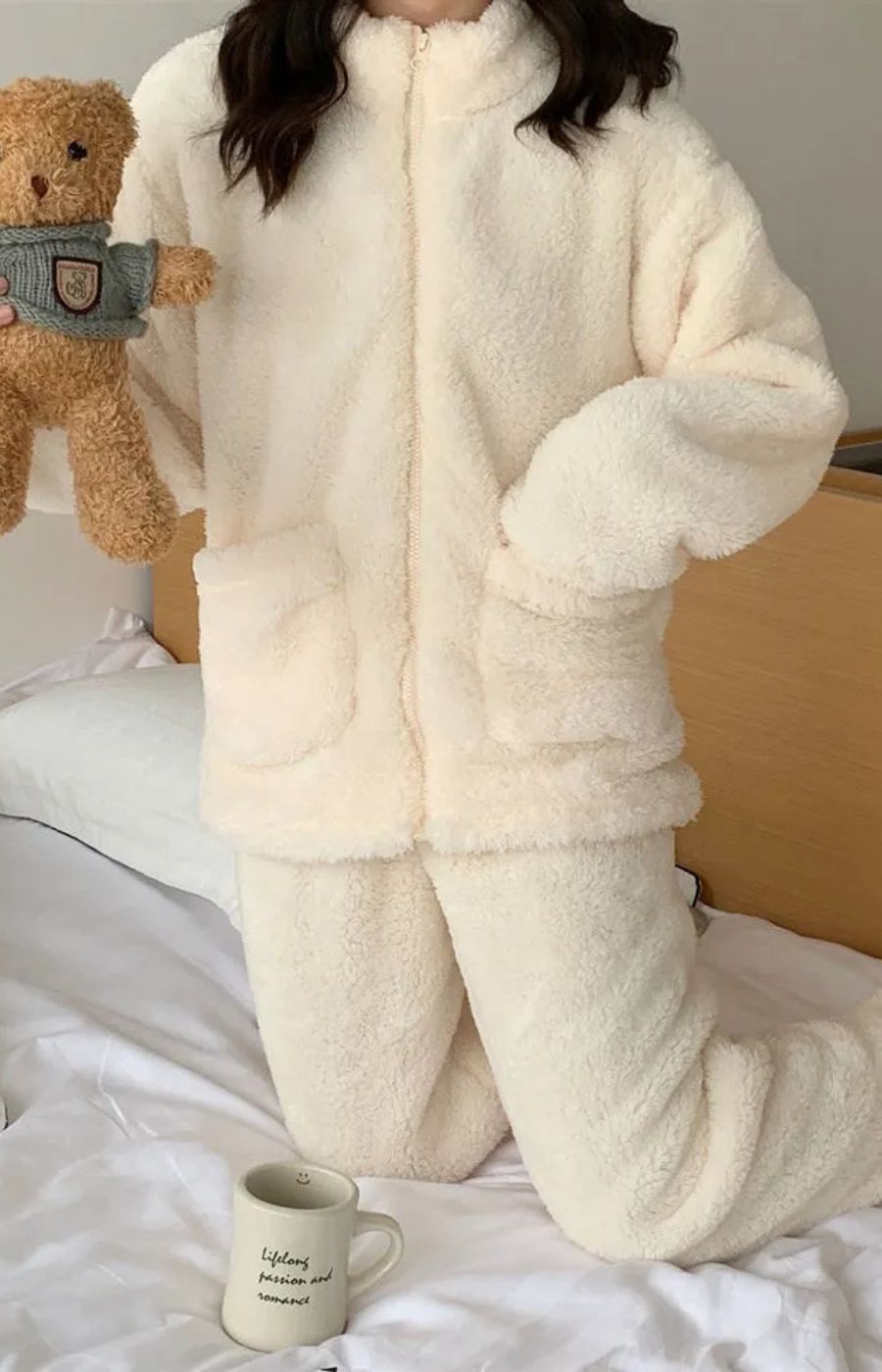 Pyjama col cheminé en Polaire zipé