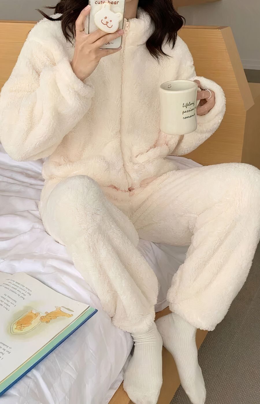 Pyjama col cheminé en Polaire zipé