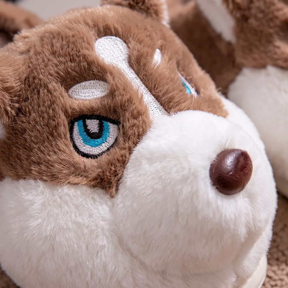 Matière peluche et visage husky, macro
