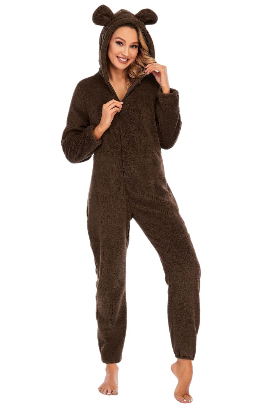 Combinaison pyjama pilou marron