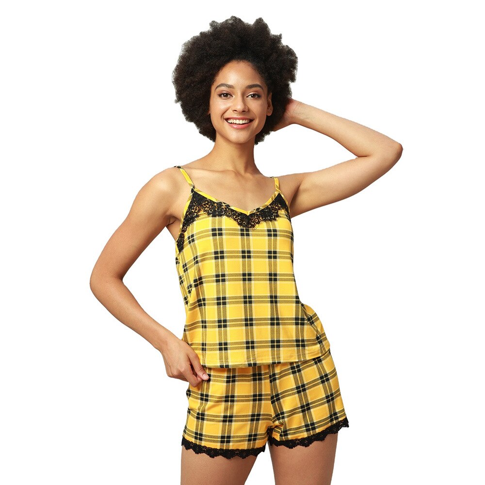 Pyjashort Femme À Carreaux