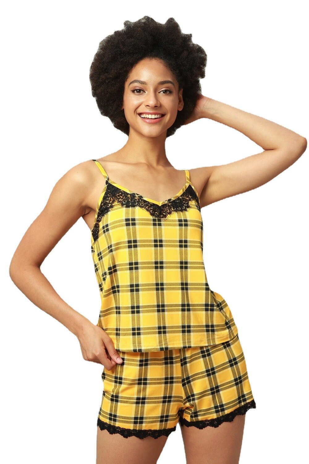 Pyjashort Femme À Carreaux