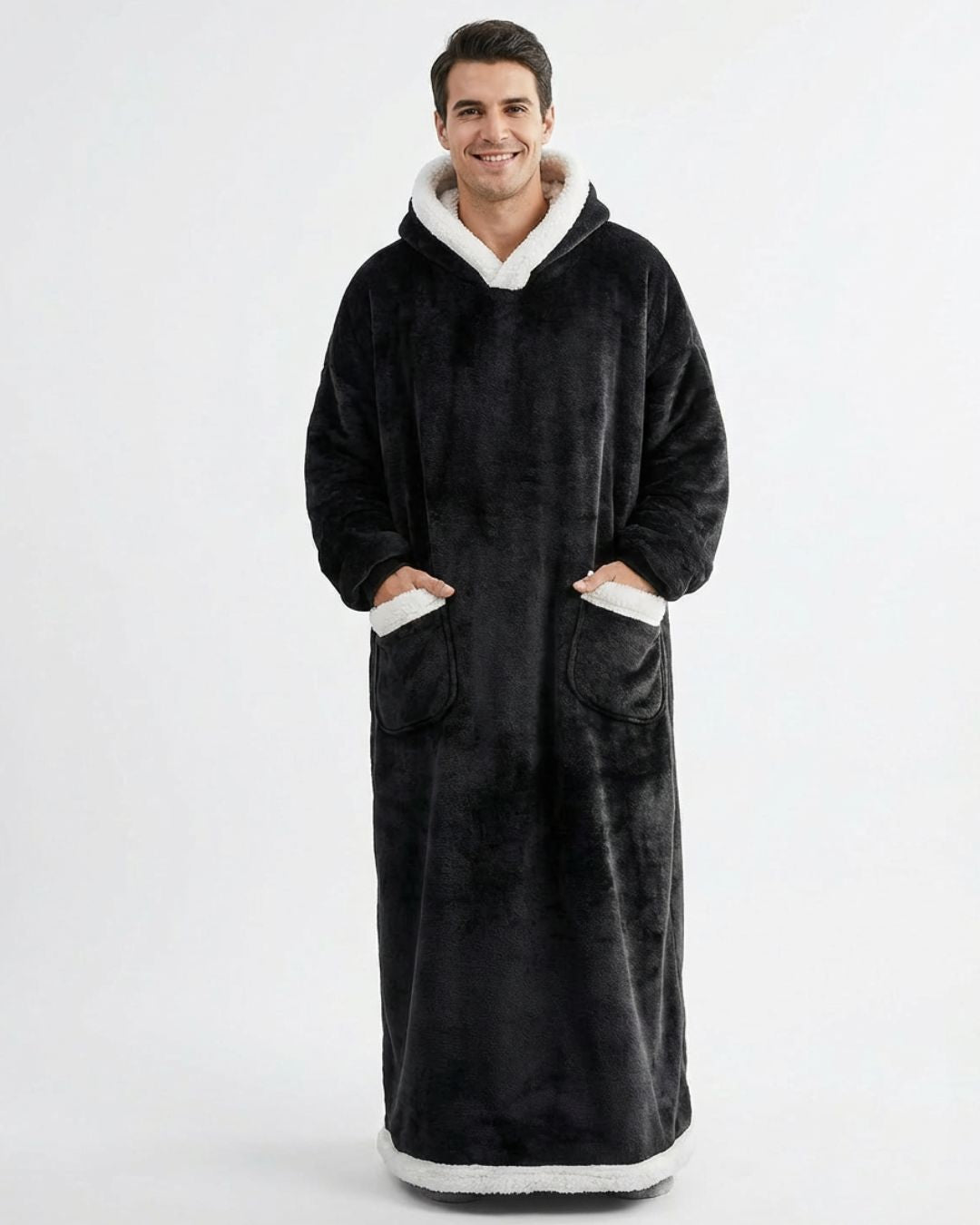 Couverture Plaid long à capuche noir