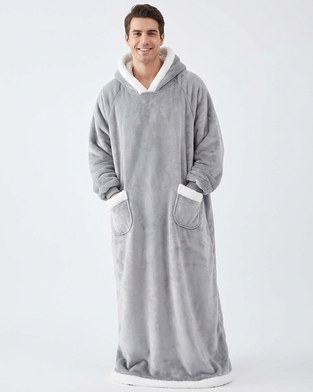 Couverture Plaid long à capuche gris