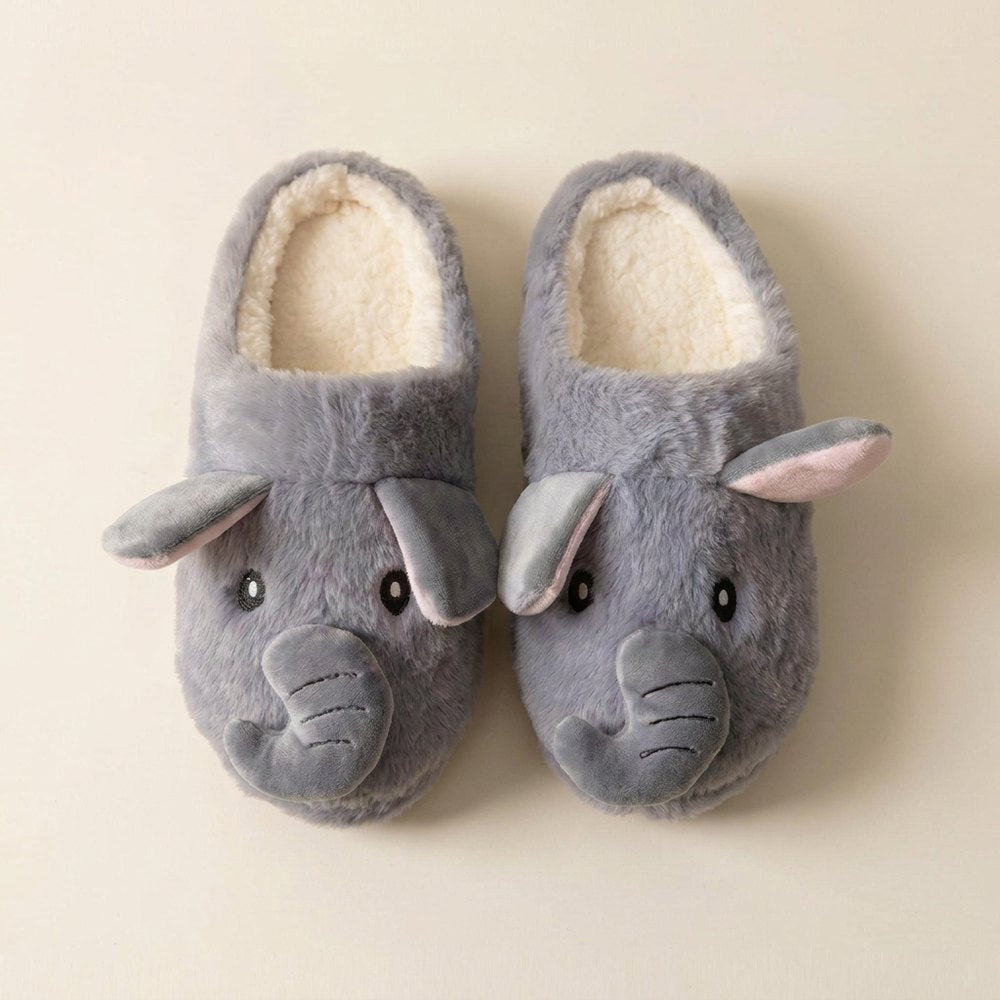 Chaussons éléphant gris vue du dessus