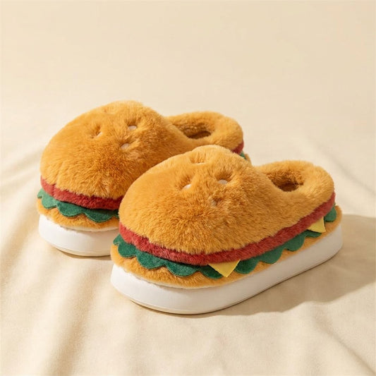 Chaussons burger vue de trois quarts