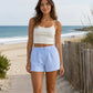 Bas de pyjama short bleu femme rayé