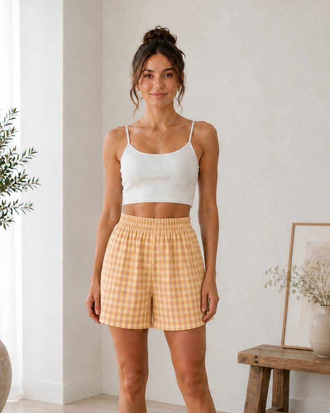 Bas de pyjama short vichy femme