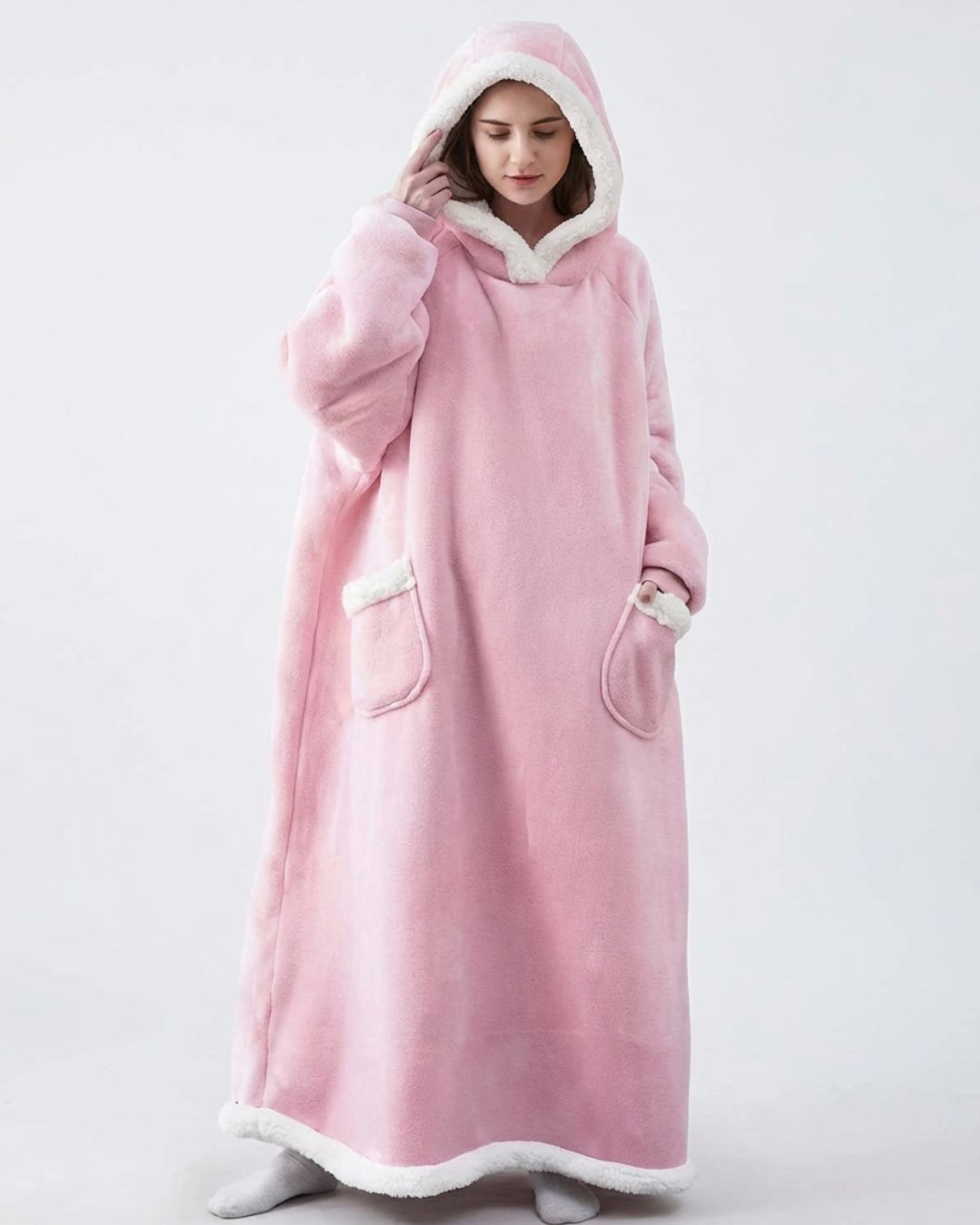 Couverture Plaid long à capuche rose