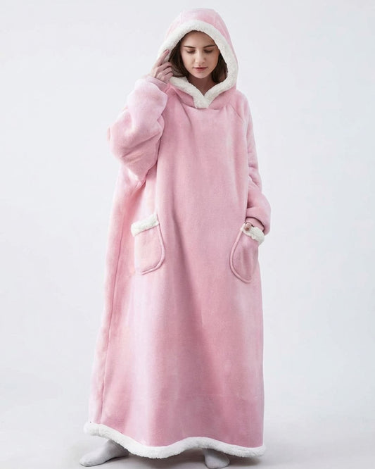 Couverture Plaid long à capuche rose
