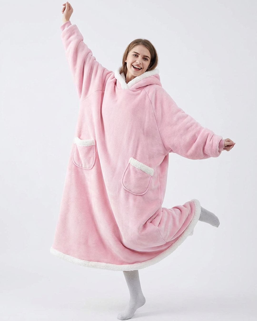 Couverture Plaid long à capuche rose