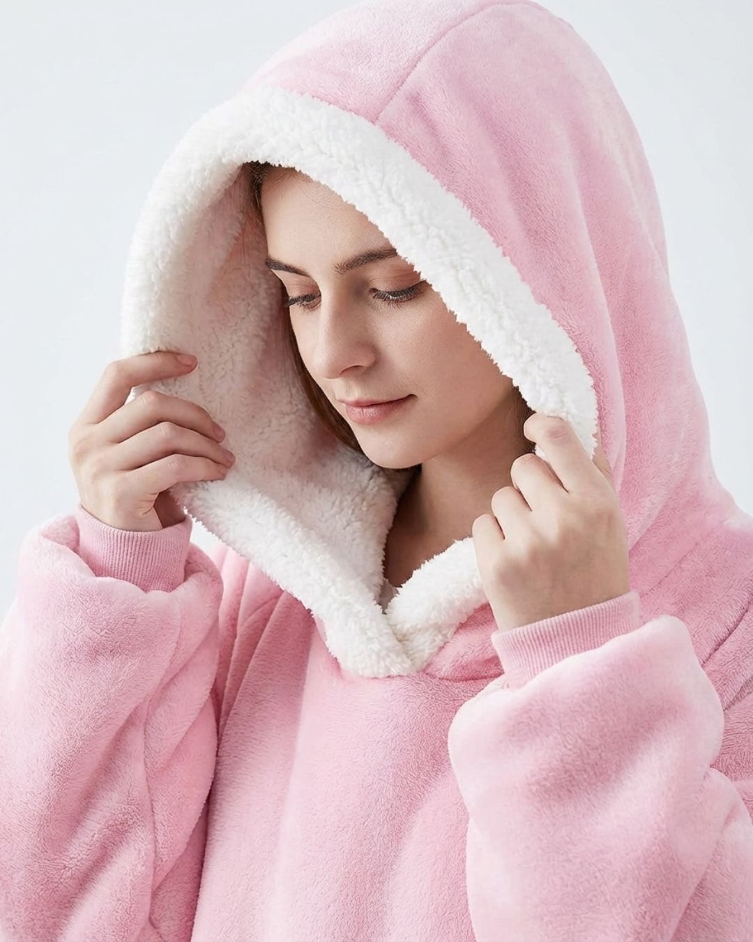 Couverture Plaid long à capuche rose