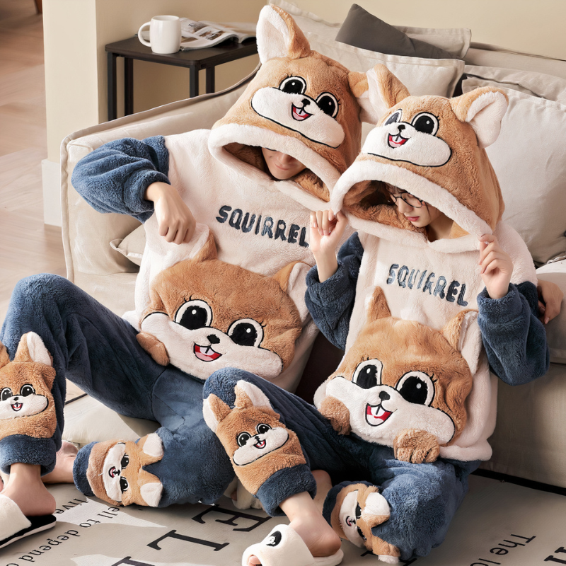 Pyjama pour couple à motif écureuil