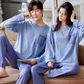 Pyjama bleu pour couple en coton