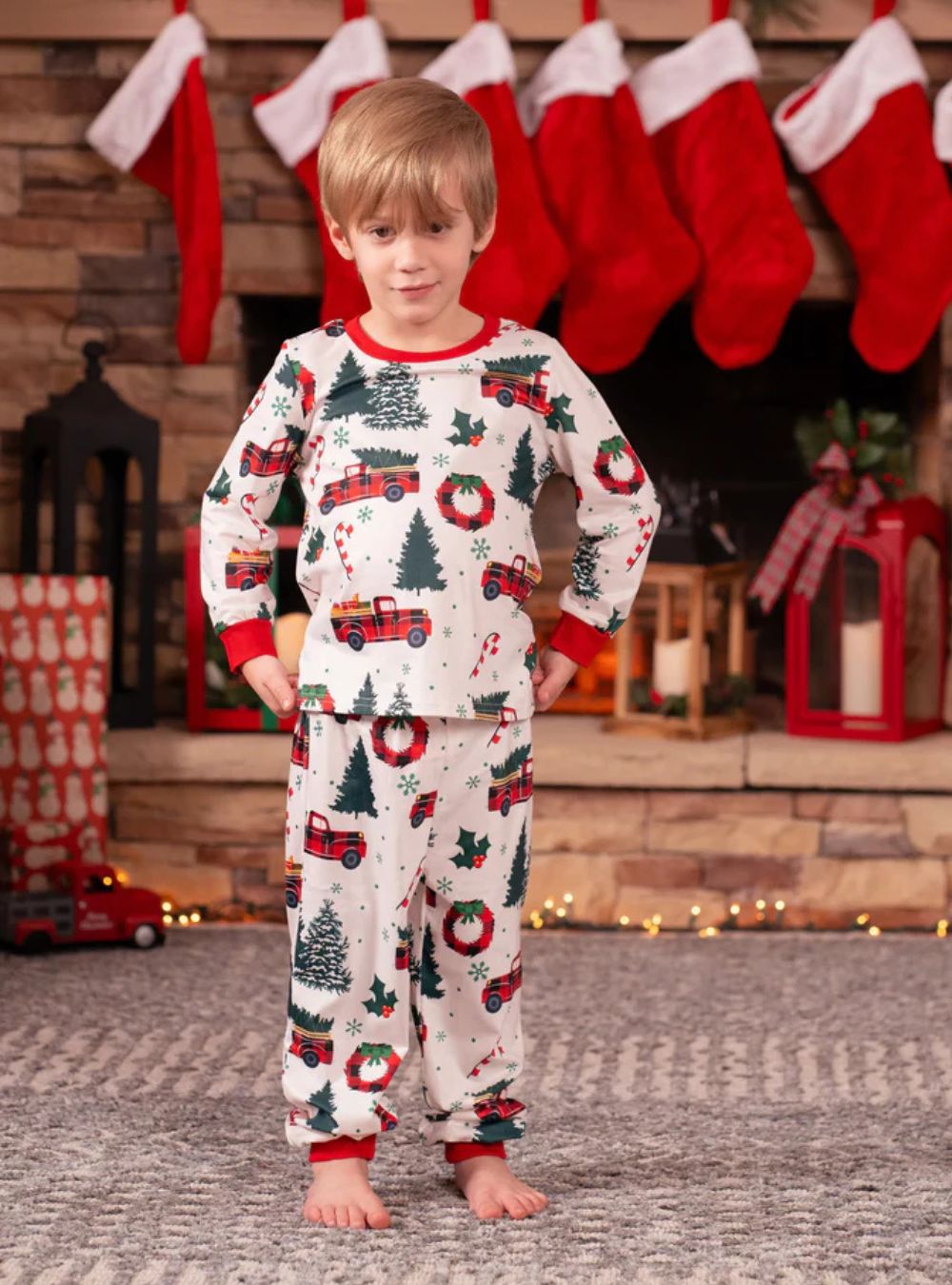 Ensemble Pyjama de noël motif arbre de noël et voiture