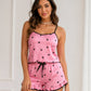 Ensemble pyjama short cœur femme caraco à noeud