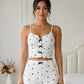 Ensemble pyjama short cœur femme caraco côtelé