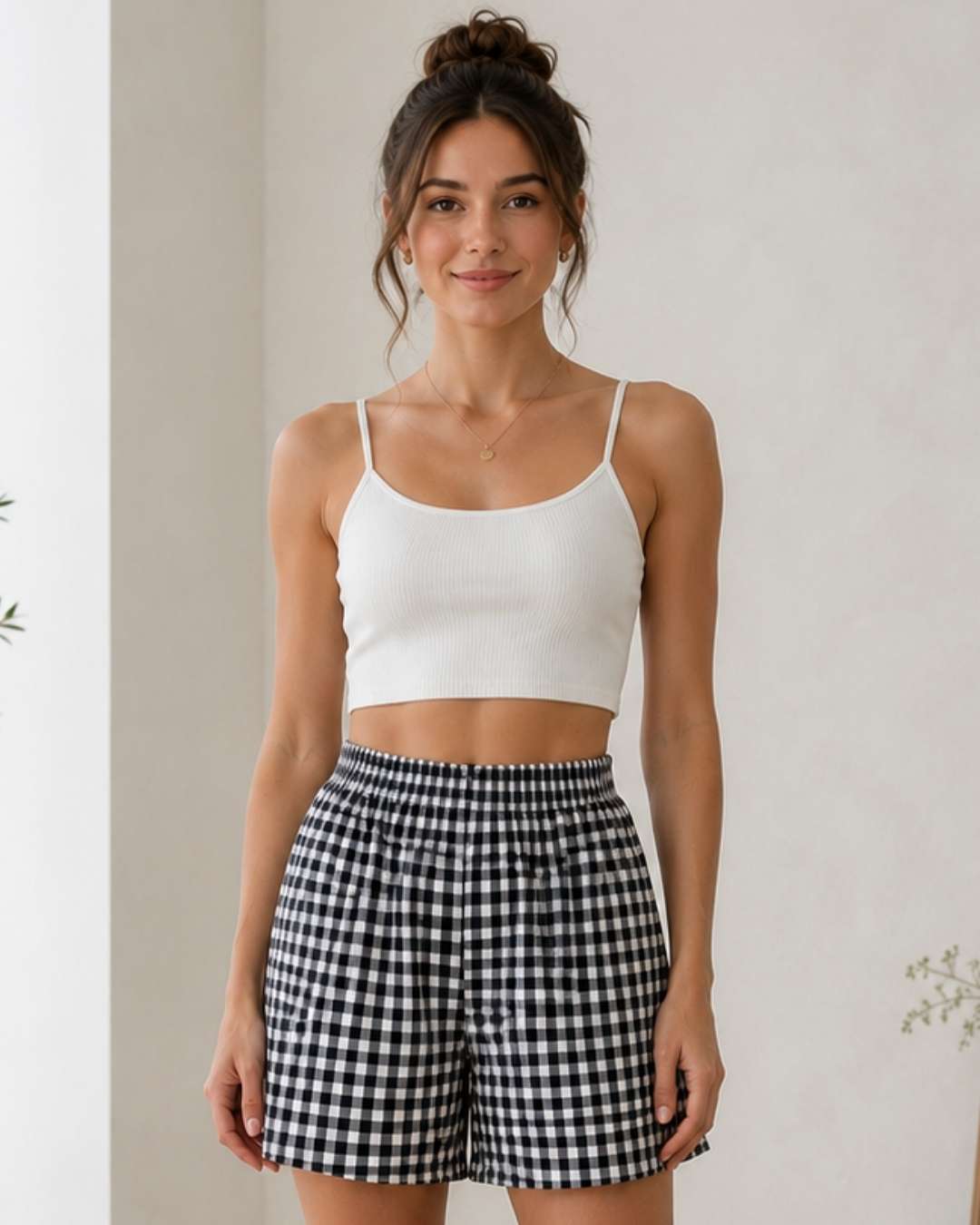 Bas de pyjama short vichy femme