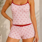 Ensemble pyjama short cerise femme crop top