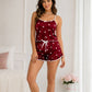 Ensemble pyjama short cœur femme caraco à noeud