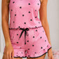 Ensemble pyjama short cœur femme caraco à noeud