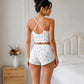 Ensemble pyjama short cœur femme caraco côtelé