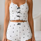 Ensemble pyjama short cœur femme caraco côtelé