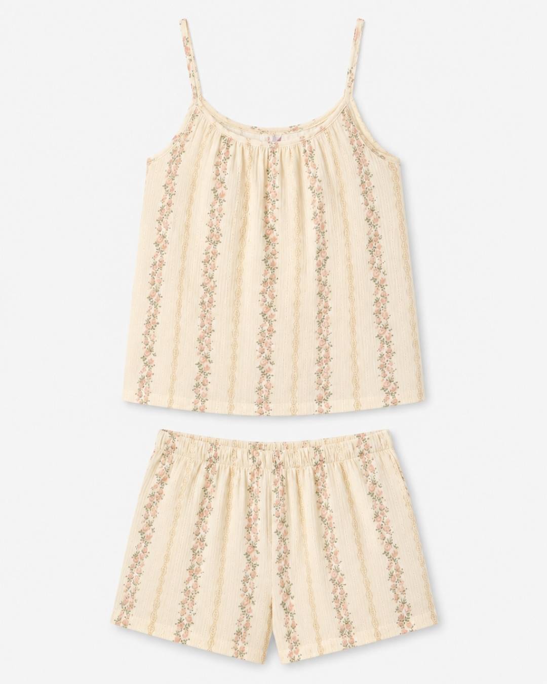 Ensemble pyjama short coton femme fleuri