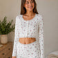 Ensemble pyjama short manches longues femme fleuri