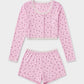 Ensemble pyjama short manches longues femme fleuri