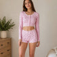 Ensemble pyjama short manches longues femme fleuri