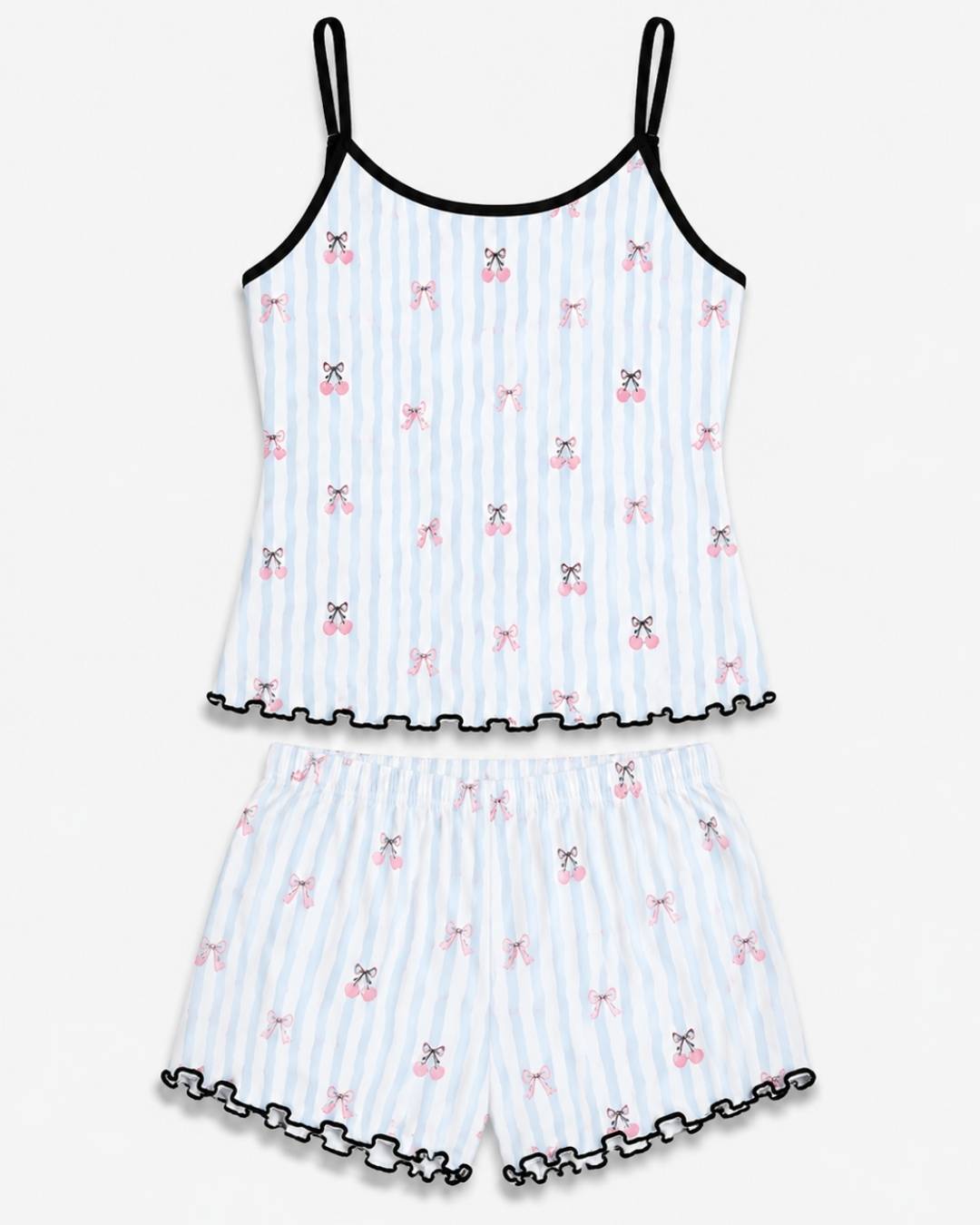Ensemble pyjama short rayé femme cerise