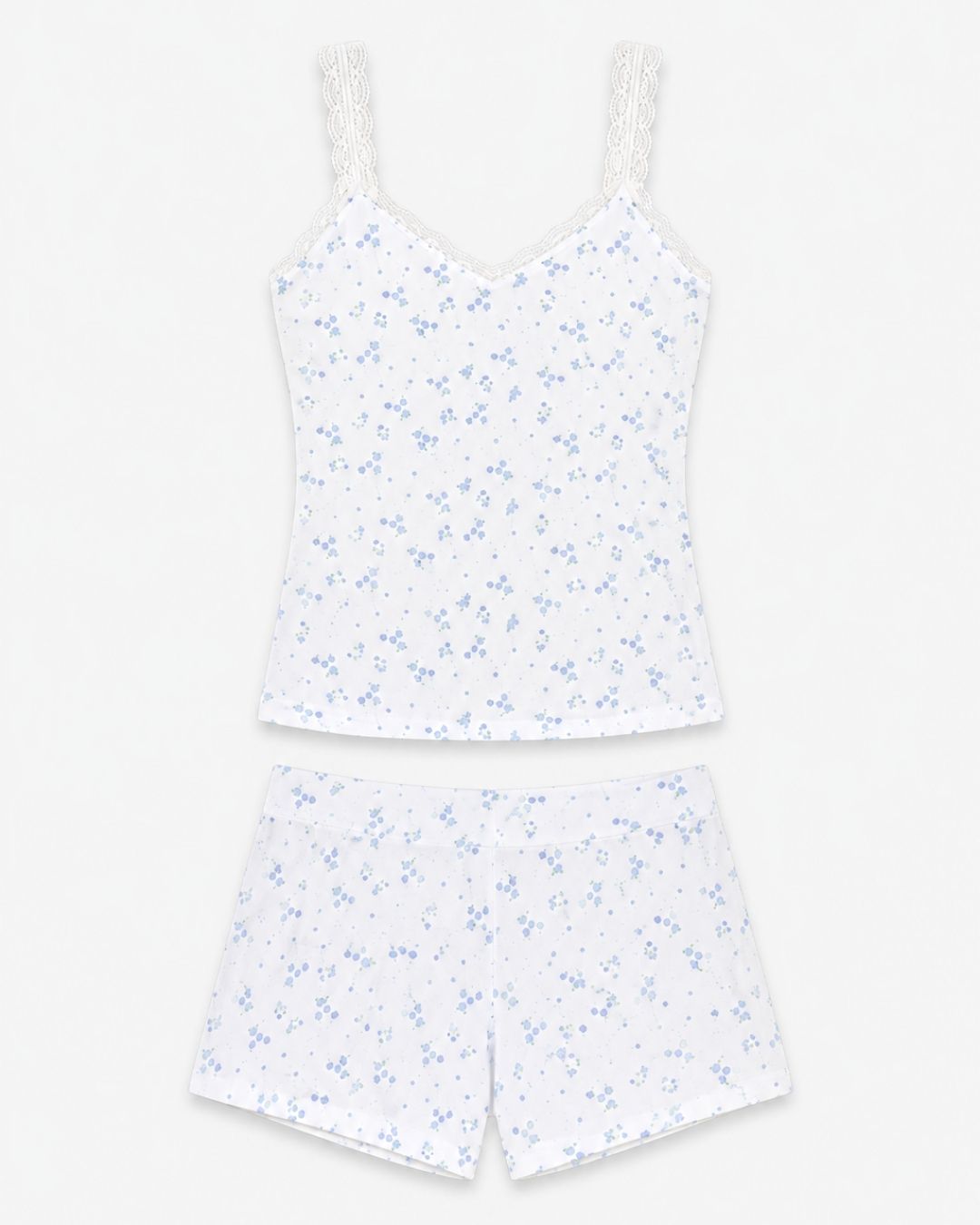 Ensemble pyjama short sexy femme fleuri dentelle
