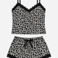 Ensemble pyjashort leopard blanc dentelle femme