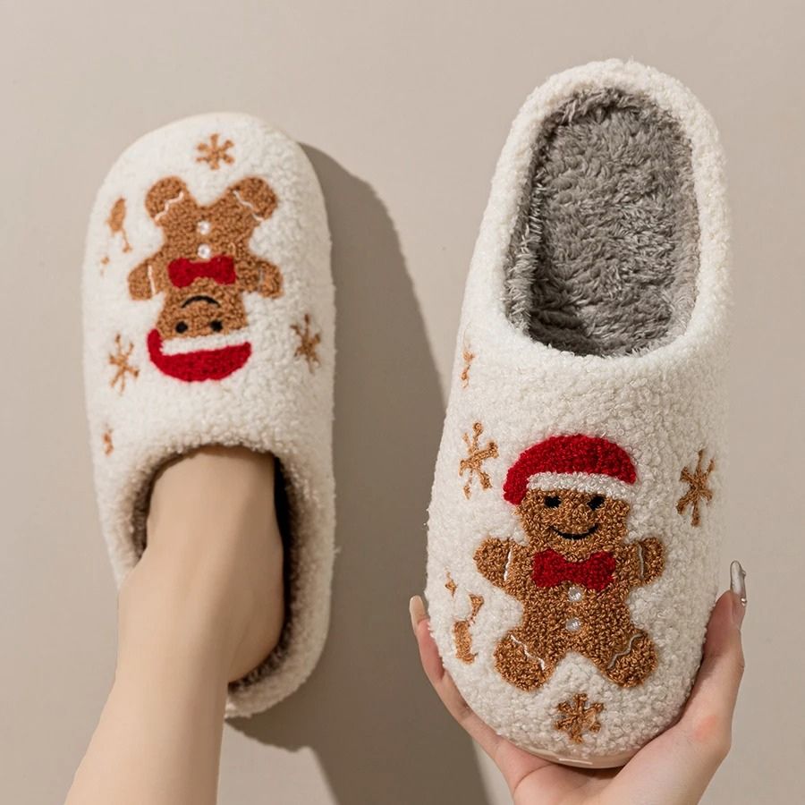Pantoufles de noël Bonhomme de pain d'épice