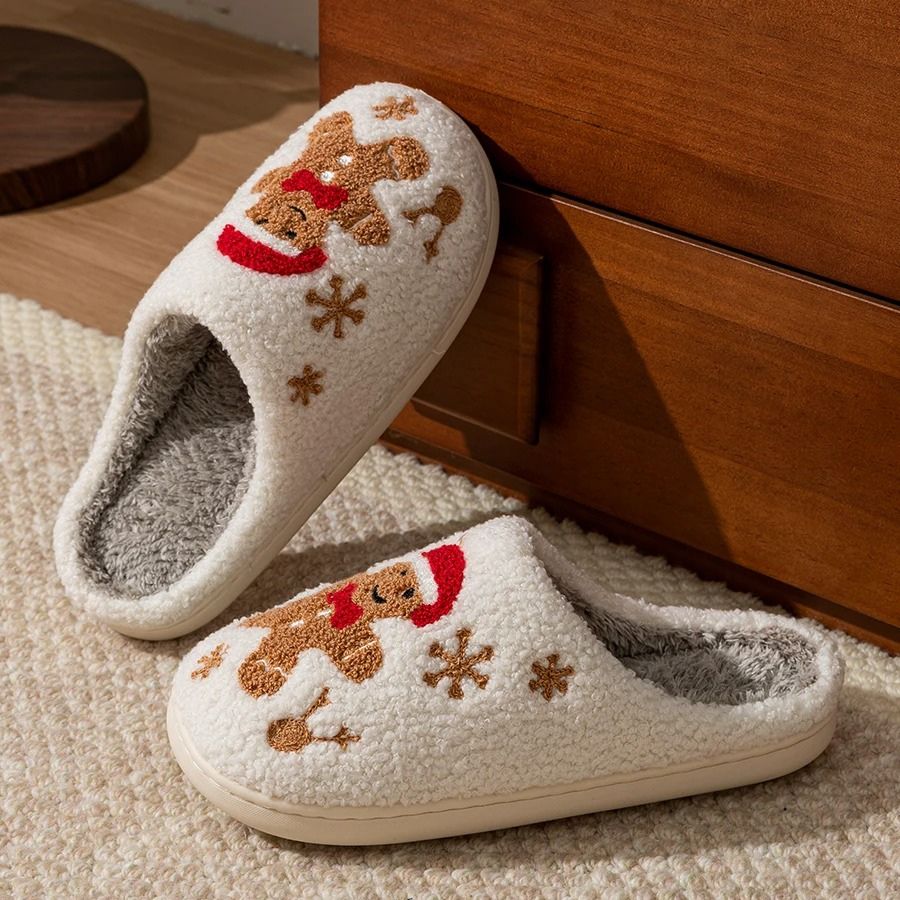 Pantoufles de noël Bonhomme de pain d'épice