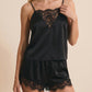 Pyjama short noir dentelle Femme