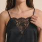 Pyjama short noir à dentelle pour Femme