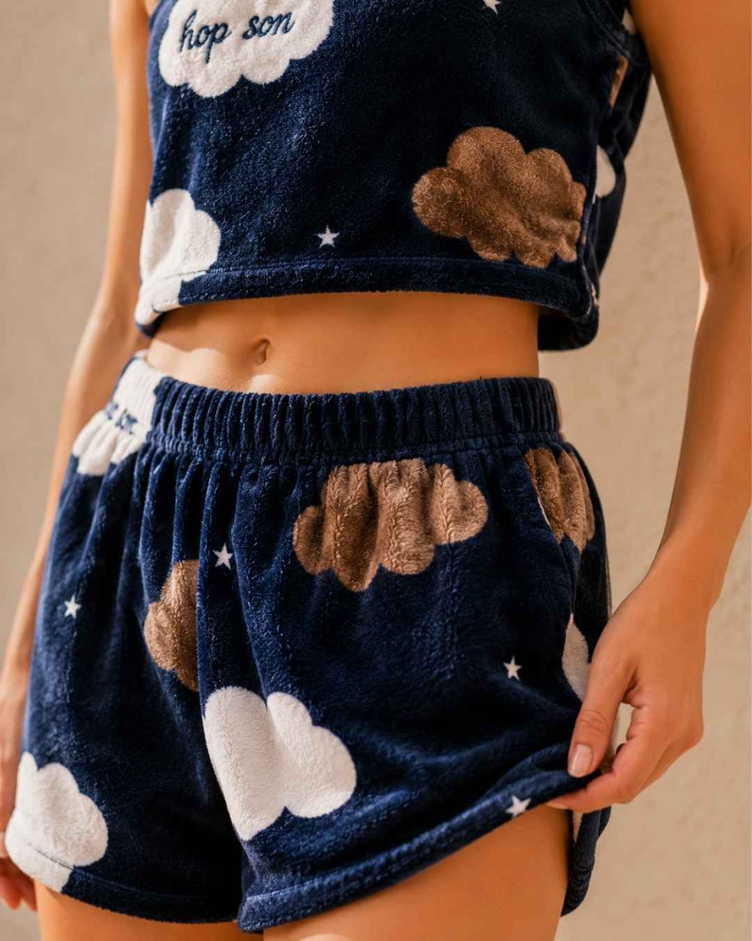 Pyjama short femme nuages