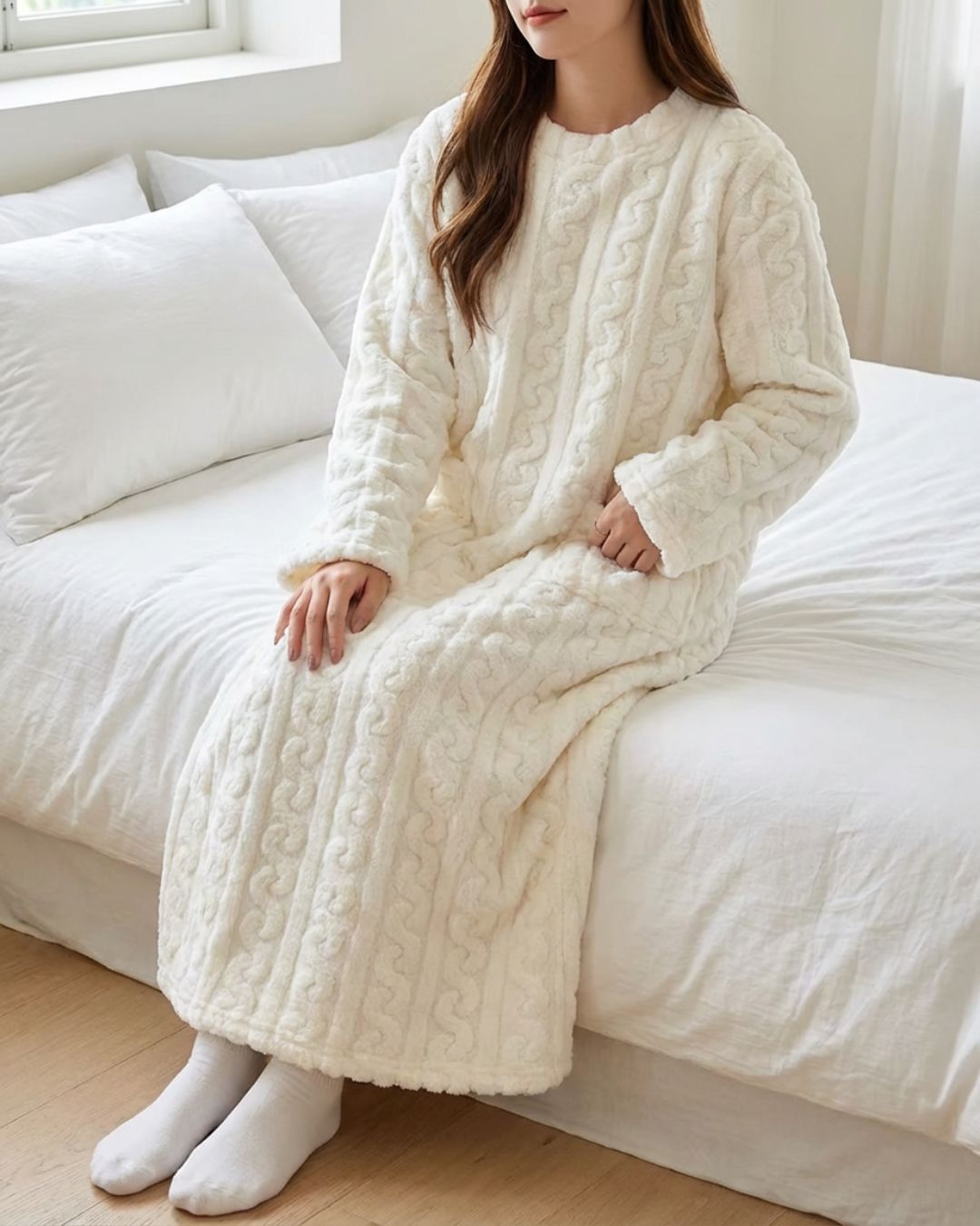 Robe de chambre longue En Pilou Pour Femme