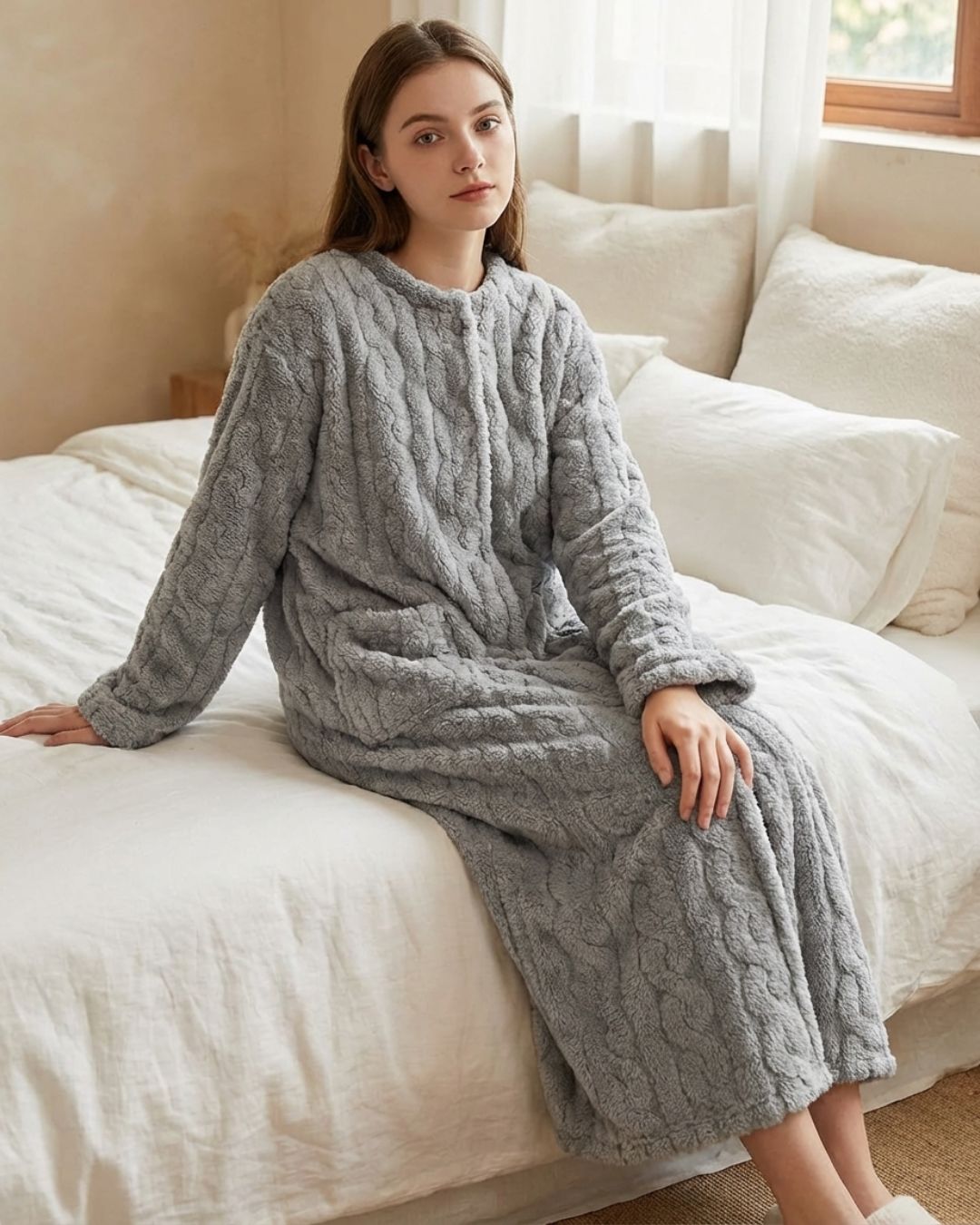 Robe de chambre longue En Pilou Pour Femme