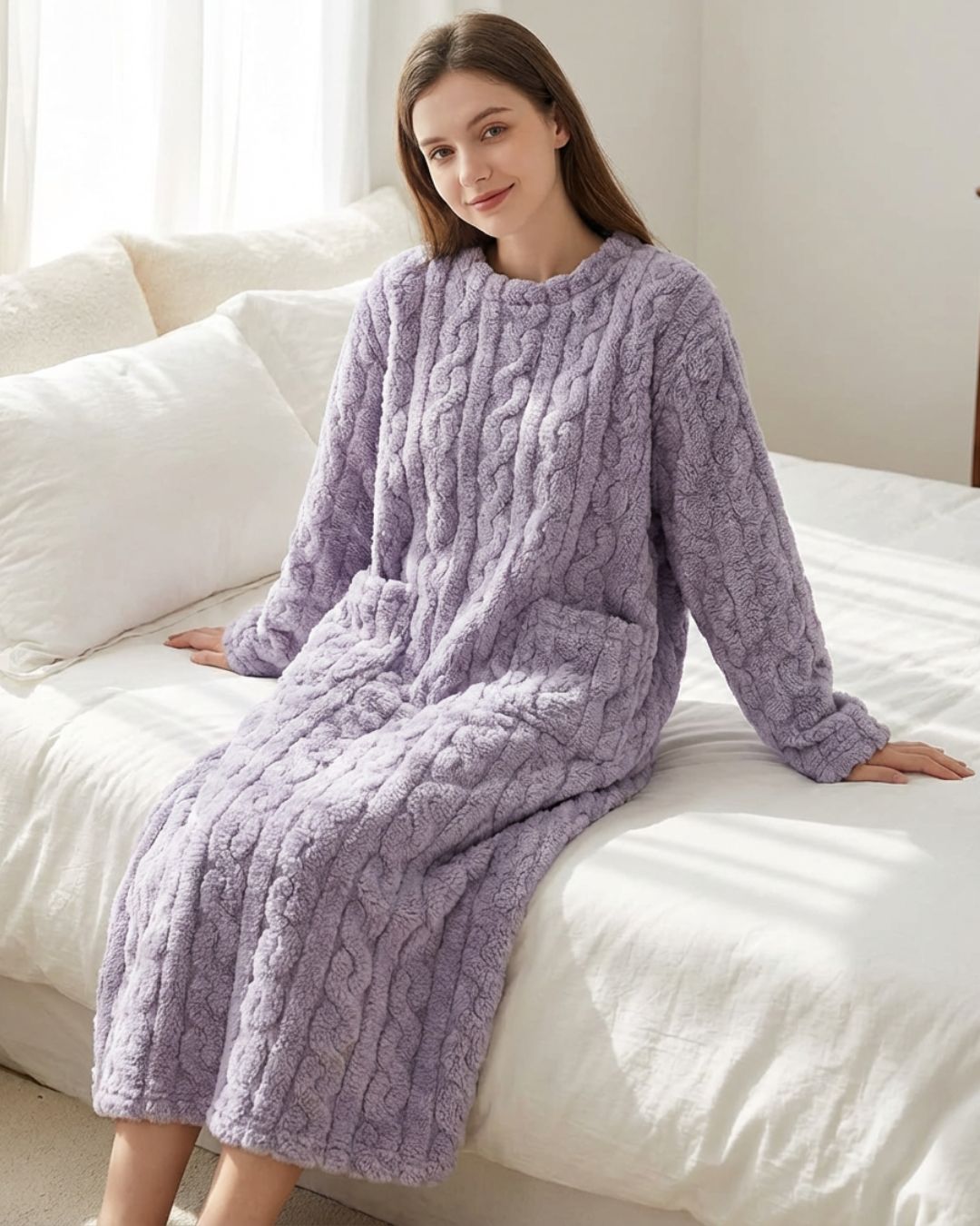 Robe de chambre longue En Pilou Pour Femme